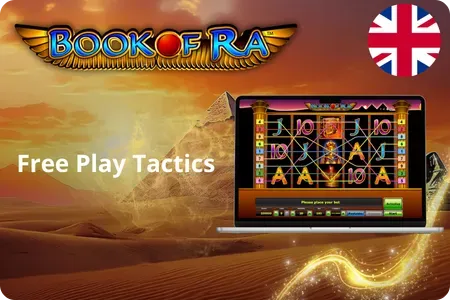 Book of Ra free play strategy grid with Union Jack marking UK practice spins